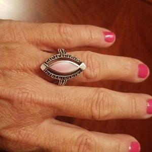 Mother of Pearl Marquis/Marcasite Ring